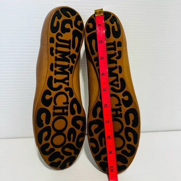 Jimmy Choo Nude Leather Crystal Toe Ballet Flats Size 40 - Picture 13 of 14